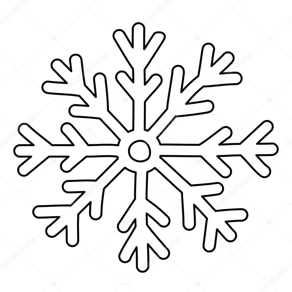 Beautiful hand drawn snowflake, doodle style flat vector outline illustration