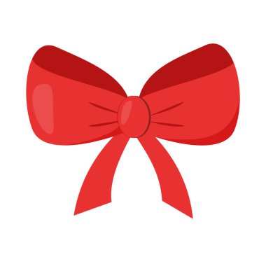 Beyaz arkaplanda dekoratif kırmızı hediye yayı, vektör illüstrasyonu