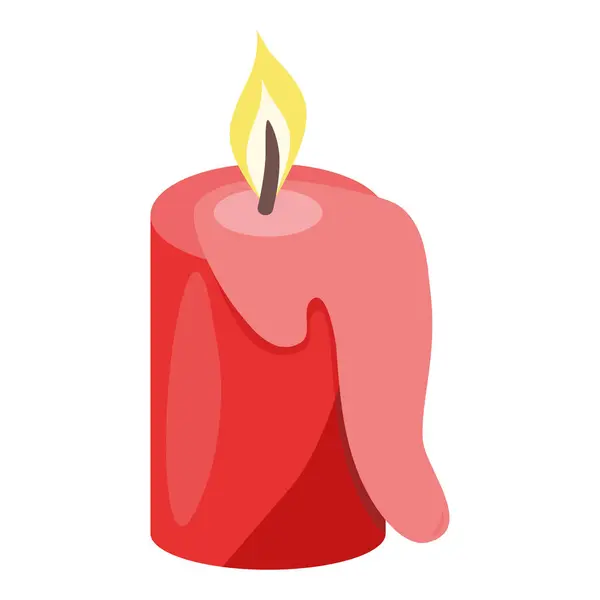 Red Burning Candle Melting Wax Flat Vector Illustration — Stock Vector