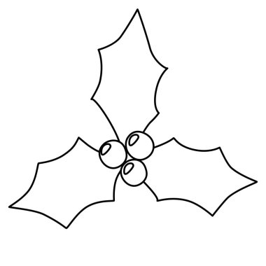 Böğürtlenli üç kutsal yaprak, kış tatili tasarım elementi, karalama stili düz vektör çizimi çocuk kitaplarını boyama çizimi