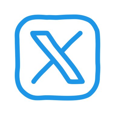 X şekilli grafiklerle el çizimi yeni logo Twitter, beyaz arkaplanda mavi tabela, vektör illüstrasyonu