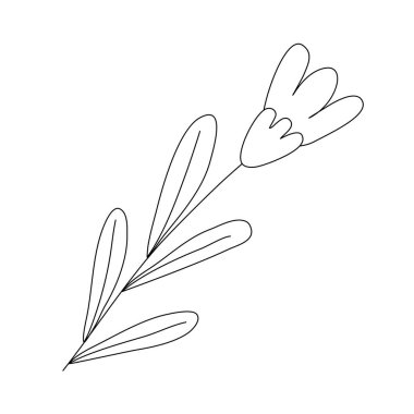 Tek bahar çiçeği, karalama stili düz vektör taslağı çocuk kitapları için resimleme