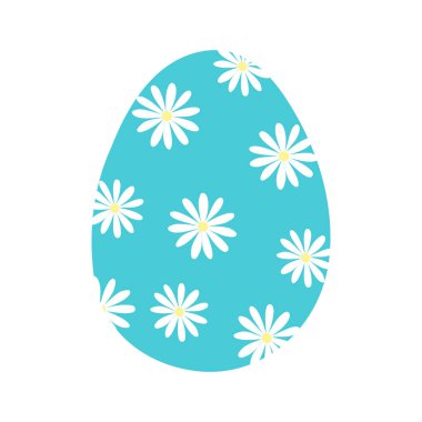 Papatya çiçekli yumurta, Paskalya bayramı tasarım unsuru, vektör illüstrasyonu