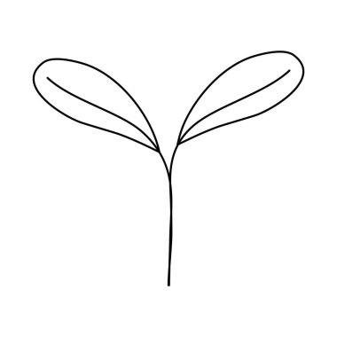 Taze taze bitki filizi, karalama stili düz vektör taslağı çocuk kitapları için resimleme