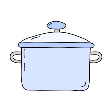 Cam kapaklı tencere, pişirme ya da pişirme mutfak tasarım elementi, vektör illüstrasyonu