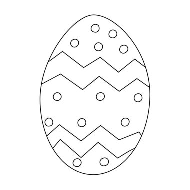 Zig zag ve noktalı Paskalya yumurtası, karalama stili düz vektör çizimi çocuk kitaplarını boyama çizimi