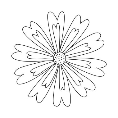 Marigold veya kasımpatı çiçeği başı, bahar tasarım elementi, karalama tarzı düz vektör çizimi çocuk kitaplarını boyama çizimi