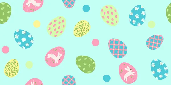Blue Background Variety Colorful Easter Eggs Dots Larger Smaller Eggs — Διανυσματικό Αρχείο