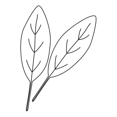 Ispanak sağlıklı yiyecek ikonu, karalama stili düz vektör taslağı bırakır çocuk boyama kitabı için resimleme