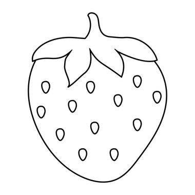 Çocuk boyama kitabı için Çilek karalama tarzı düz vektör taslağı çizimi