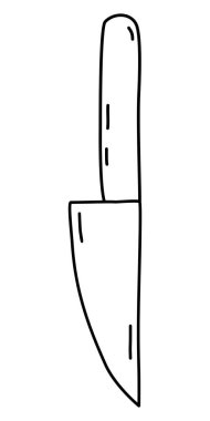 Mutfak bıçağı, karalama stili düz vektör taslağı boyama kitabı için resimleme
