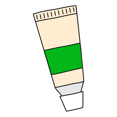 Yeşil boya tüpü, okul konseptine dönüş, karalama stili vektör çizimi