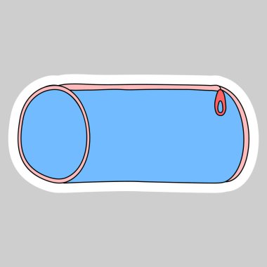 Mavi silindir kalem kılıflı çıkartma, karalama biçimi vektör çizimi