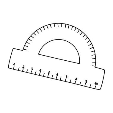 Protektör cetvel, karalama stili düz vektör taslağı çocuk kitaplarını boyamak için çizim