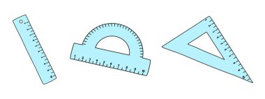 Farklı hükümdarlar kümesi, okul konseptine geri dönüş, karalama stili vektör çizimi