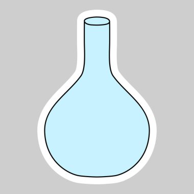 Yuvarlak dipli kimyasal mataralı çıkartma, karalama stili vektör çizimi