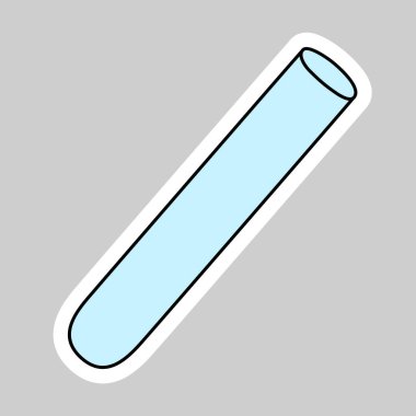 Tüplü kimyasal matara etiketi, karalama stili vektör çizimi