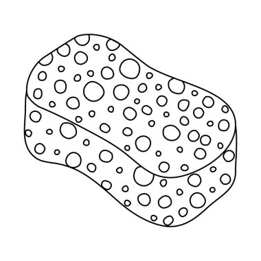 Bulaşık yıkama ya da yıkanma için sünger, karalama stili düz vektör taslağı çocuk boyama kitabı için çizim