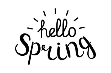 Merhaba ilkbahar el yazması harf vektör çizimi