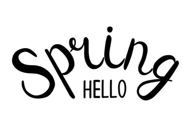 Merhaba Bahar harfleri siyah beyaz renkler, vektör illüstrasyonu