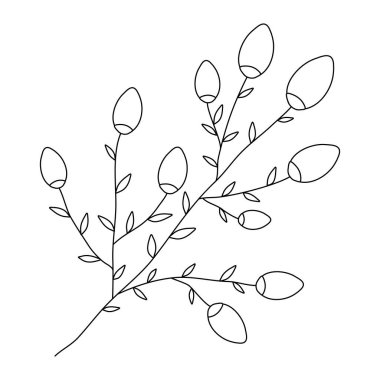 Zarafetle çiçek açan küçük gül tomurcuğu, karalama stili düz vektör taslağı çocuk boyama kitabı için çizim