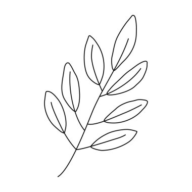 Yapraklı Sprig, çizgi düz vektör taslağı çocuk kitapları boyama
