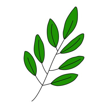 Yapraklı, ekolojili ya da doğal bahar elementi, karalama stili düz vektör çizimi