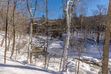 A creek in a winter wonder land not far away from Ottawa, Ontario in Canada at a cold but sunny day in winter.