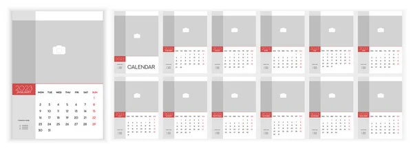 Wall Monthly Photo Calendar 2023 Simple Monthly Vertical Photo Calendar Лицензионные Стоковые Иллюстрации