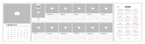 Wall Monthly Fotokalender 2023 Einfache Monatliche Vertikale Fotokalender Design Für Stockillustration