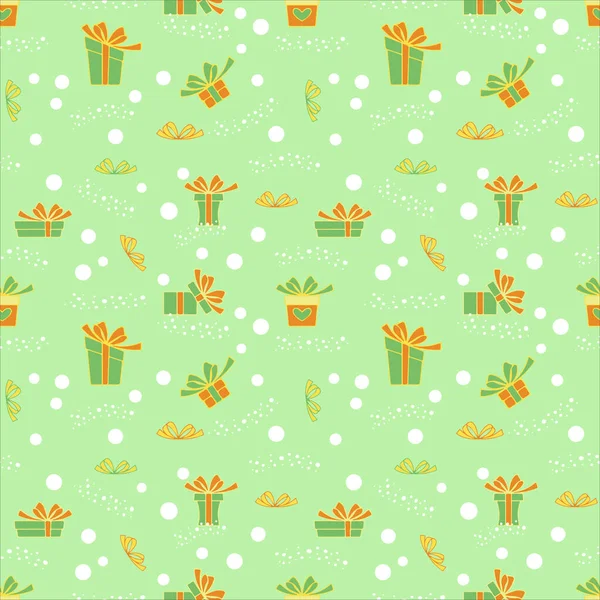 Weihnachten Vektor Nahtlose Muster Mit Geschenkschachteln Und Schneeflocken Auf Rotem lizenzfreie Stockvektoren