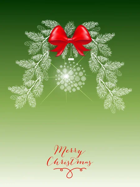 Weihnachtskarte Mit Weihnachtsbaum Weihnachtskugel Und Marry Christmas Frase Auf Leuchtend lizenzfreie Stockillustrationen
