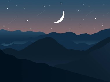 Dağ ile fantezi gece manzarası.