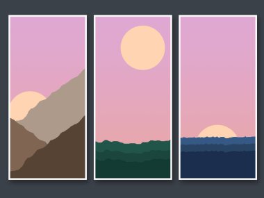 Minimalist sanat seti. Duvar dekorasyonu, poster, kart ve daha fazlası için modern tasarım.