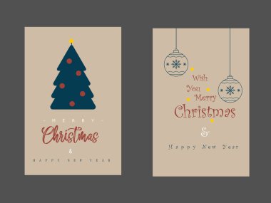 Minimalist mutlu noeller ve yeni yıl tebrik kartı seti