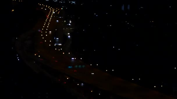 Πλάνα Απόθεμα Βίντεο Ακριβώς Πάνω Από Δρόμο Νύχτα Πόλη Νύχτα — Αρχείο Βίντεο