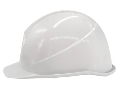 Kırpma yolu olan açık gri bir kask, yüksek kalite kişisel koruma şapkası, güvenlik önce konsepti, inşaat sahasında çalışmaya hazır, inşaat endüstrisinde, inşaatçılık işinde.