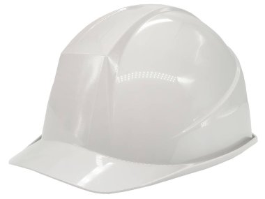 Kırpma yolu olan açık gri bir kask, yüksek kalite kişisel koruma şapkası, güvenlik önce konsepti, inşaat sahasında çalışmaya hazır, inşaat endüstrisinde, inşaatçılık işinde.