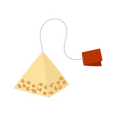 Piramit çay poşeti. El çizimi düz stil tasarımı. İzole vektör illüstrasyonu