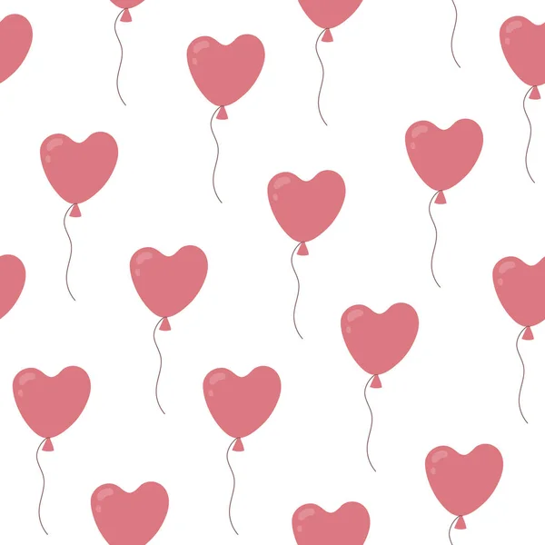 Απρόσκοπτη Μοτίβο Ροζ Μπαλόνια Σχήμα Καρδιάς Λευκό Φόντο Χειροποίητο Σκίτσο — Διανυσματικό Αρχείο