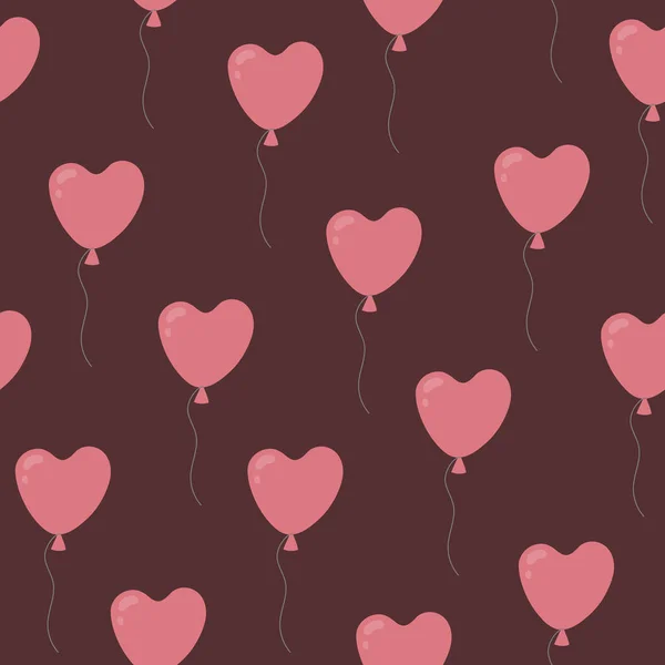 Απρόσκοπτη Μοτίβο Ροζ Μπαλόνια Σχήμα Καρδιάς Μπορντό Φόντο Χειροποίητο Σκίτσο — Διανυσματικό Αρχείο