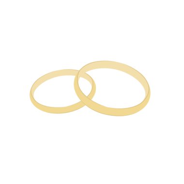 Pair of wedding rings. Gold jewelry for married couple. Template for save the date invitation card. Isolated vector illustration. 