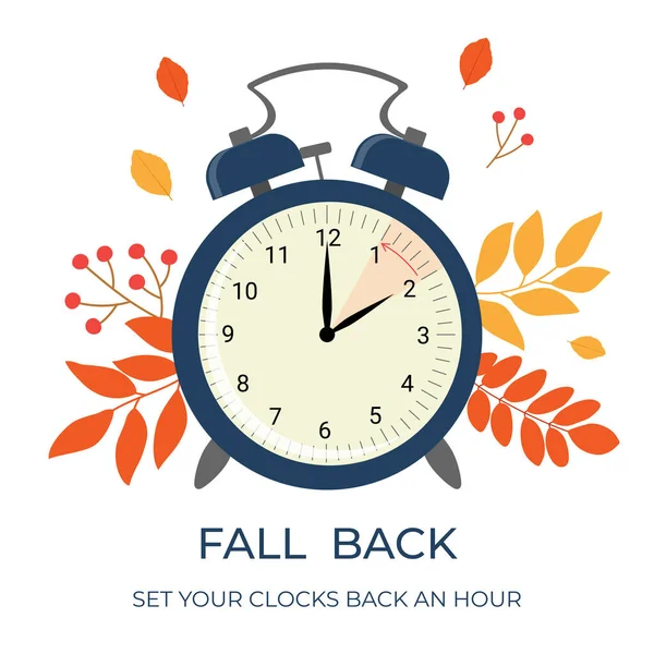 Daylight Saving Time Ends Concept Banner Fall Back Time Allarm — Vetor de Stock