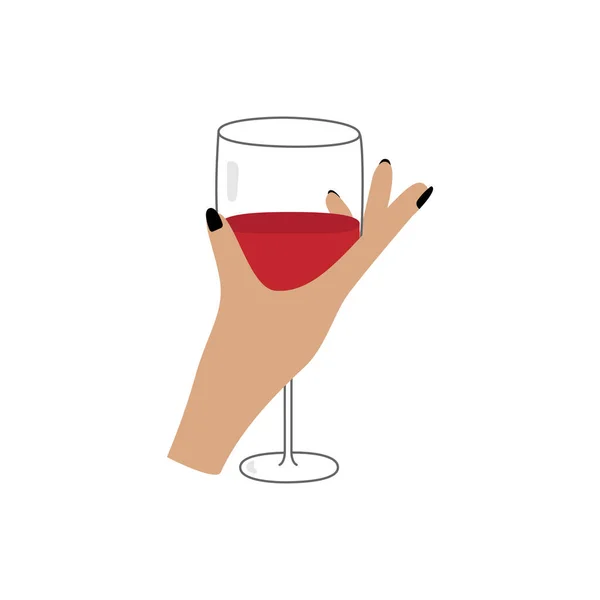 Γυναικείο Χέρι Κρατάει Ένα Ποτήρι Κρασί Κοκτέιλ Αναψυκτικό Χυμό Χειροποίητο — Διανυσματικό Αρχείο