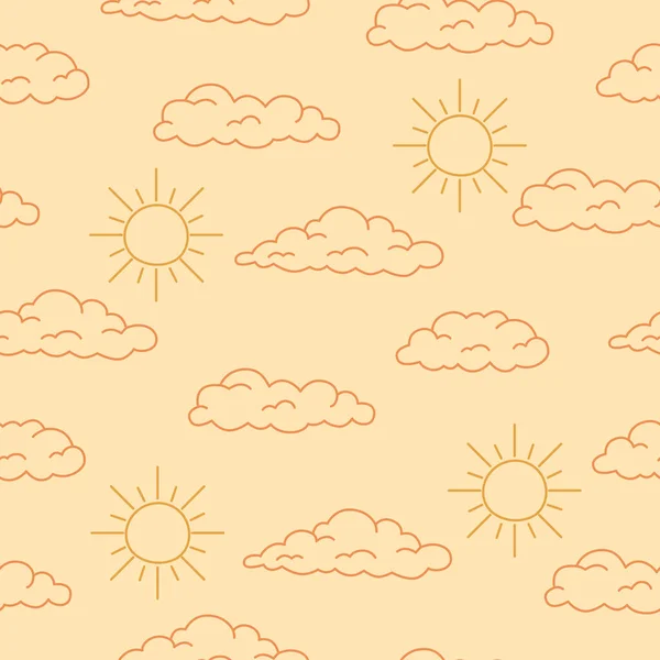 布荷族天衣无缝图案与线条艺术云彩和阳光 色彩斑斓的宇宙平面设计 — 图库矢量图片