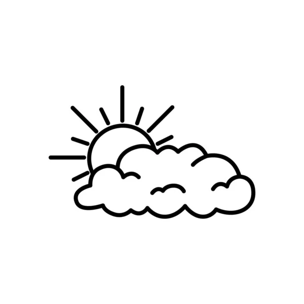 Icono Del Contorno Nubes Sol Derrame Cerebral Ilustración Vectorial Aislada — Archivo Imágenes Vectoriales