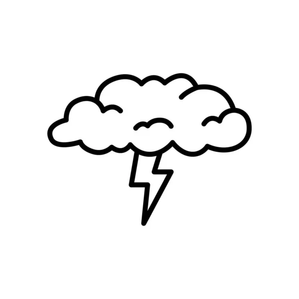 Nube Con Icono Contorno Relámpago Derrame Cerebral Ilustración Vectorial Aislada — Archivo Imágenes Vectoriales