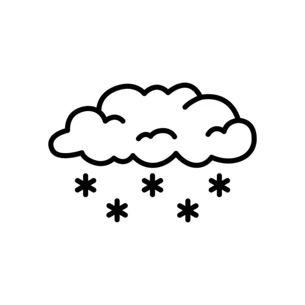 Nube Con Copos Nieve Icono Contorno Derrame Cerebral Ilustración Vectorial — Archivo Imágenes Vectoriales