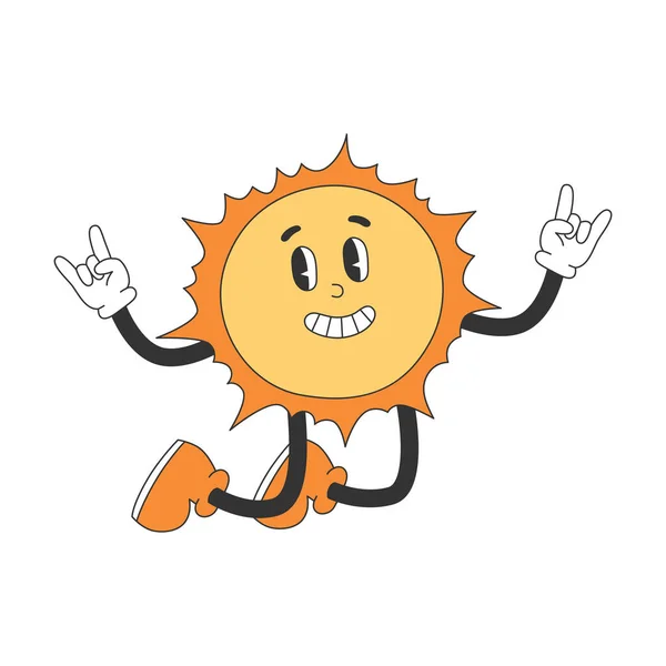 Симпатичный Солнечный Персонаж Стиле Y2K Groovy Мультфильм Персонаж Модном Стиле — стоковый вектор