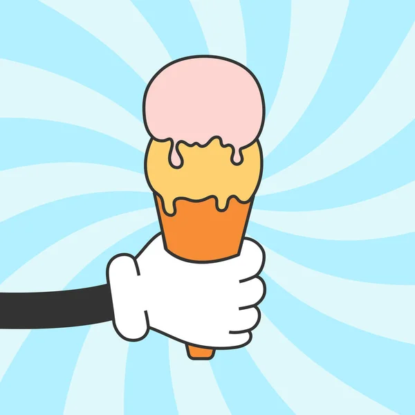 Карточка Ручным Мороженым Стиле Y2K Groovy Мультфильм Дизайн Стиле Trendy — стоковый вектор